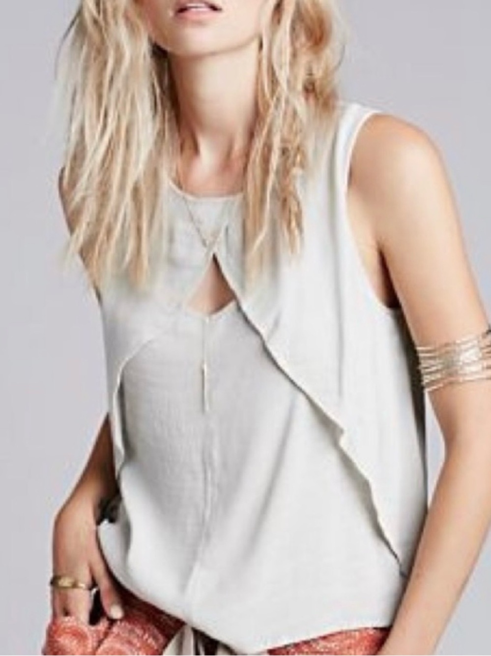 Free People Keyhole Look Through Summer Flowy Lightweight Boho Festival Tank Top